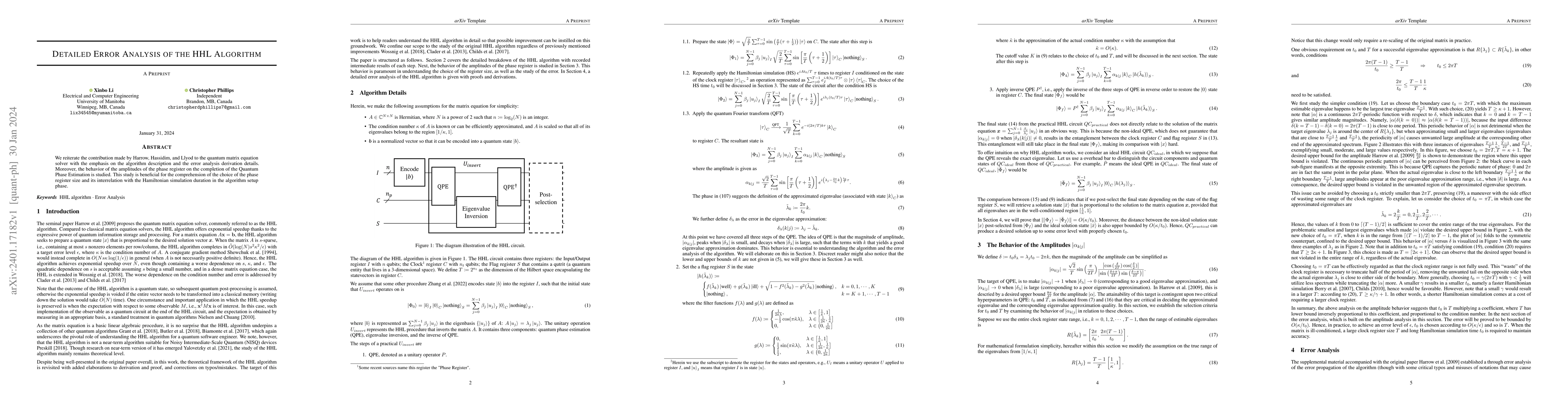 Thumbnail for Detailed Error Analysis of the HHL Algorithm