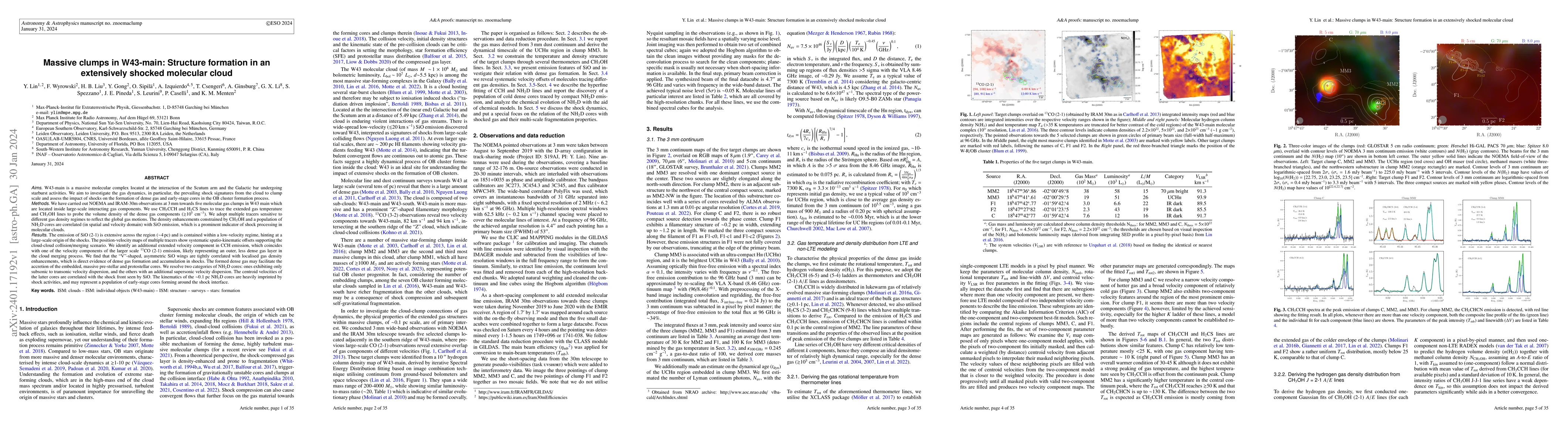 Thumbnail for Massive clumps in W43-main: Structure formation in an extensively
  shocked molecular cloud