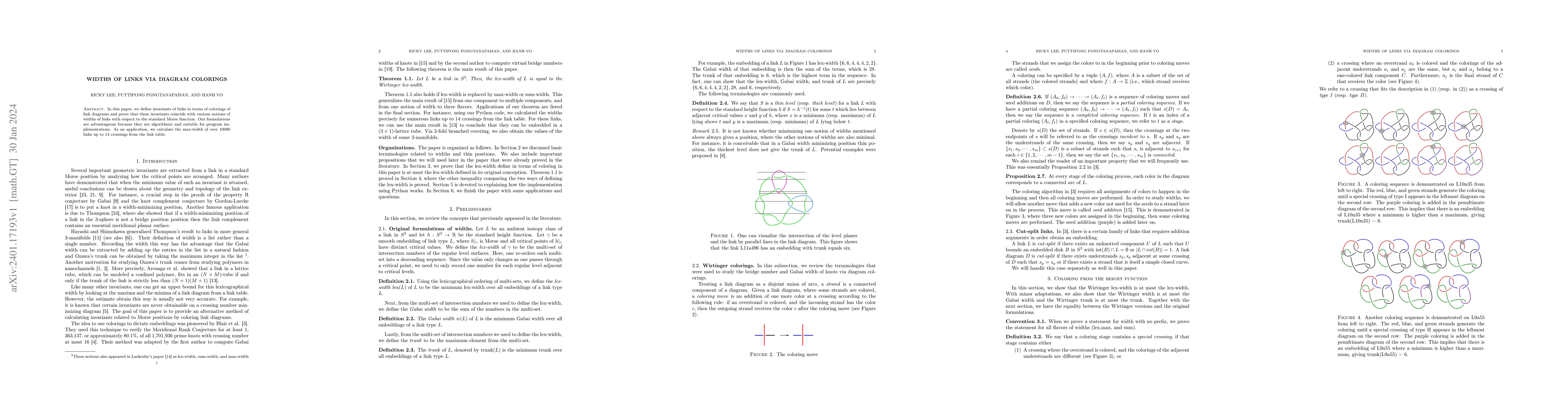 Thumbnail for Widths of links via diagram colorings