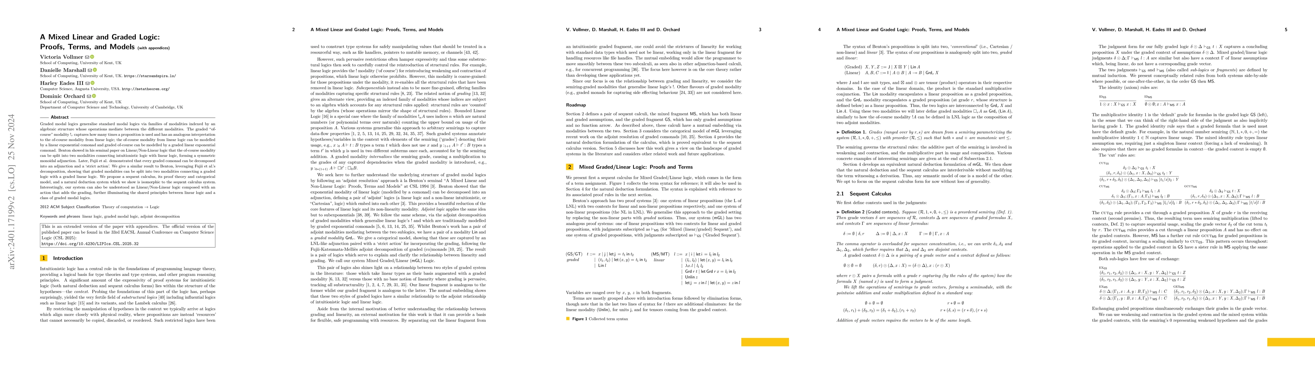 Thumbnail for A Mixed Linear and Graded Logic: Proofs, Terms, and Models