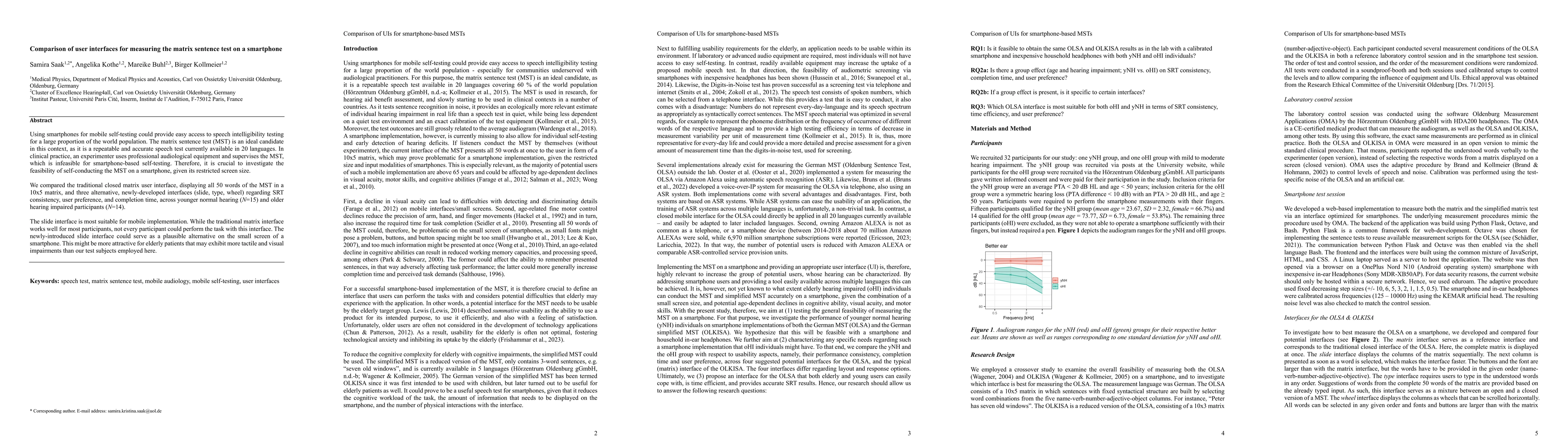 Thumbnail for Comparison of user interfaces for measuring the matrix sentence test on
  a smartphone