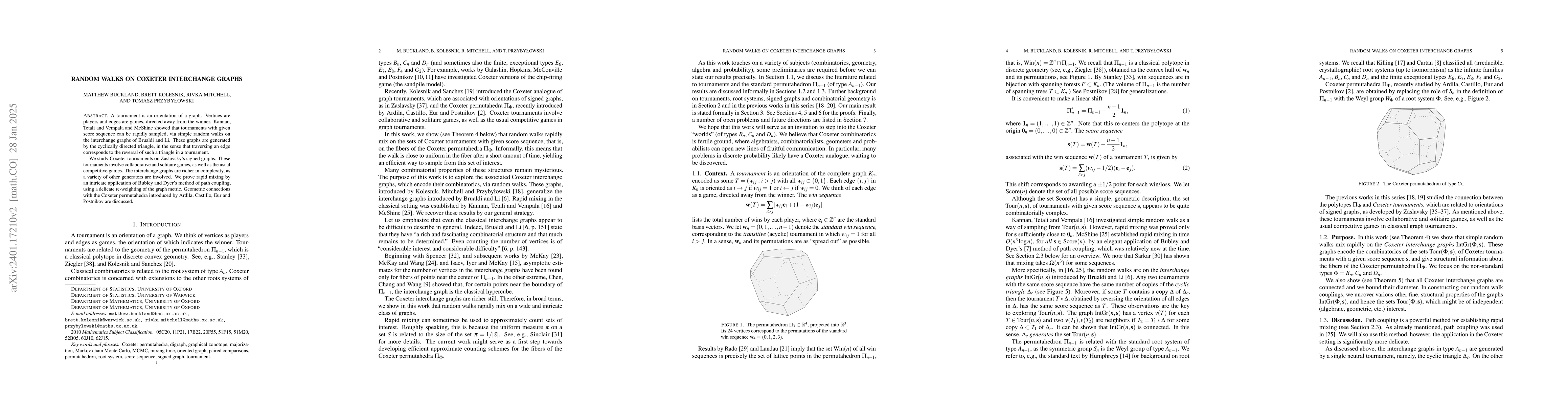 Thumbnail for Random walks on Coxeter interchange graphs