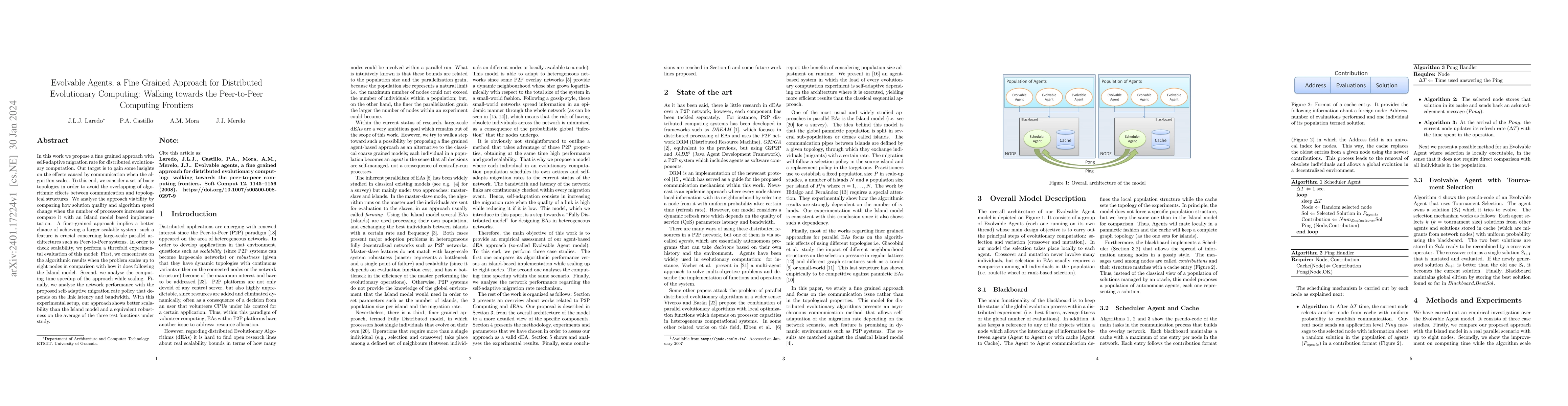 Thumbnail for Evolvable Agents, a Fine Grained Approach for Distributed Evolutionary
  Computing: Walking towards the Peer-to-Peer Computing Frontiers