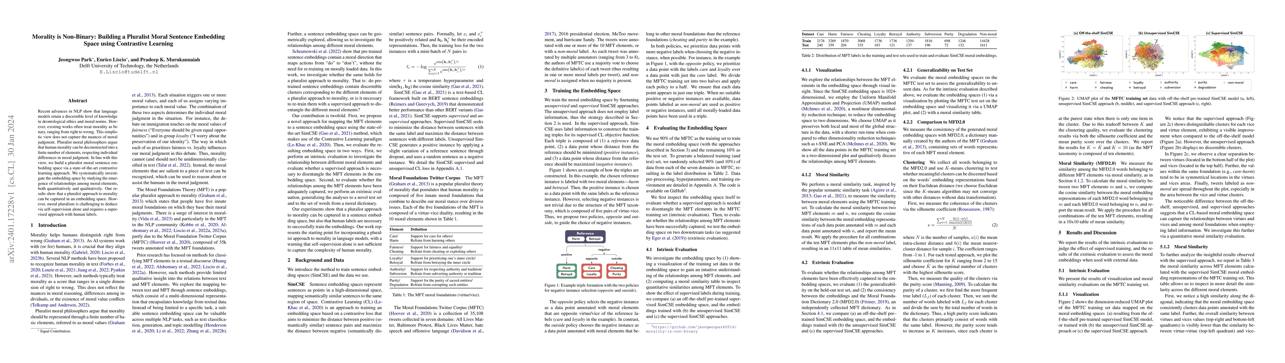 Thumbnail for Morality is Non-Binary: Building a Pluralist Moral Sentence Embedding
  Space using Contrastive Learning