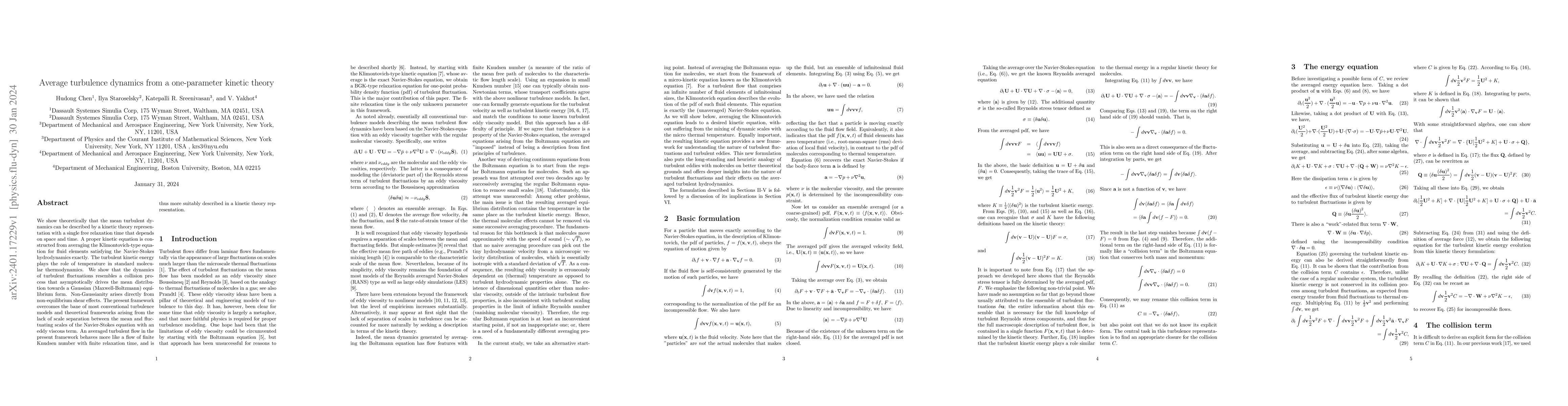 Thumbnail for Average turbulence dynamics from a one-parameter kinetic theory