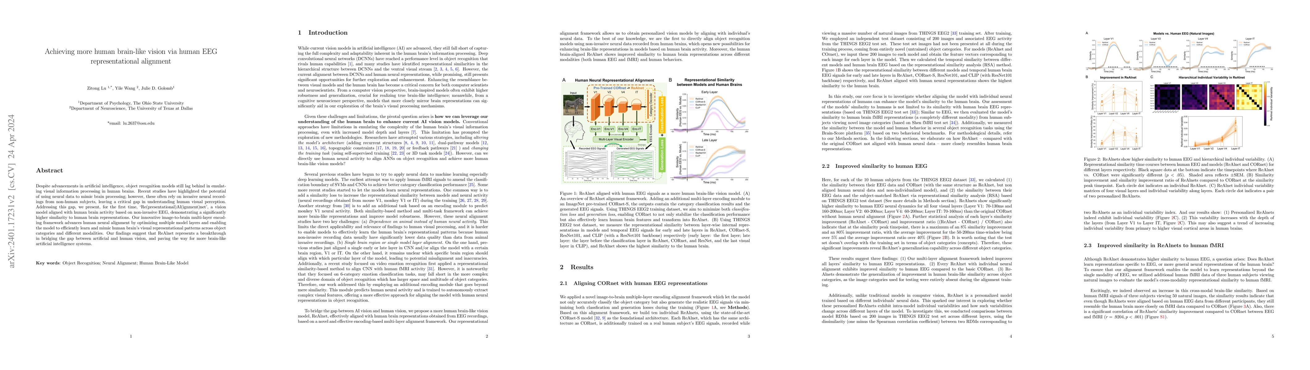 Thumbnail for Achieving More Human Brain-Like Vision via Human EEG Representational
  Alignment