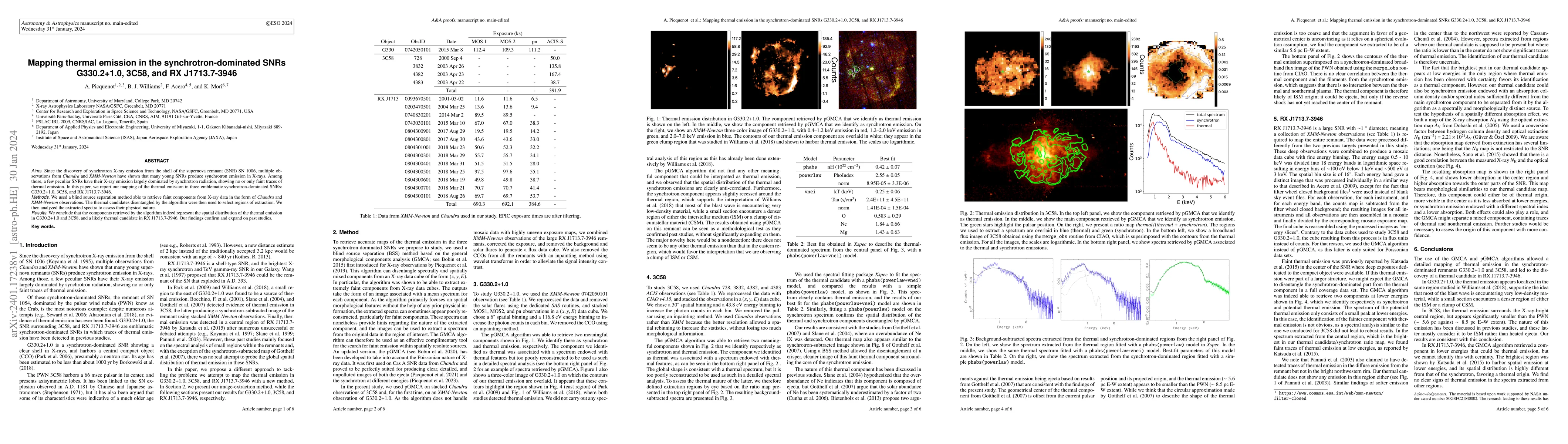 Thumbnail for Mapping thermal emission in the synchrotron-dominated SNRs 330.2+1.0,
  3C58, and RX J1713.7-3946