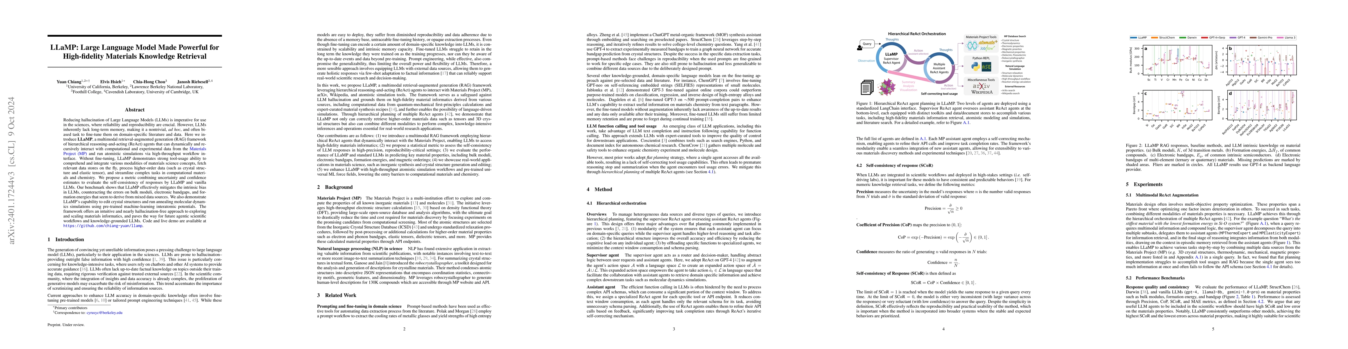 Thumbnail for LLaMP: Large Language Model Made Powerful for High-fidelity Materials
  Knowledge Retrieval and Distillation