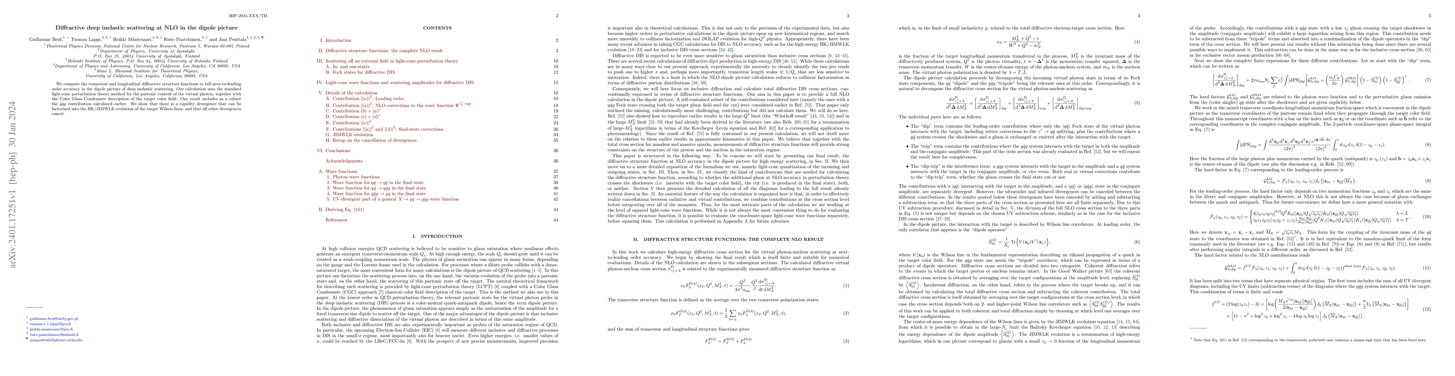 Thumbnail for Diffractive deep inelastic scattering at NLO in the dipole picture