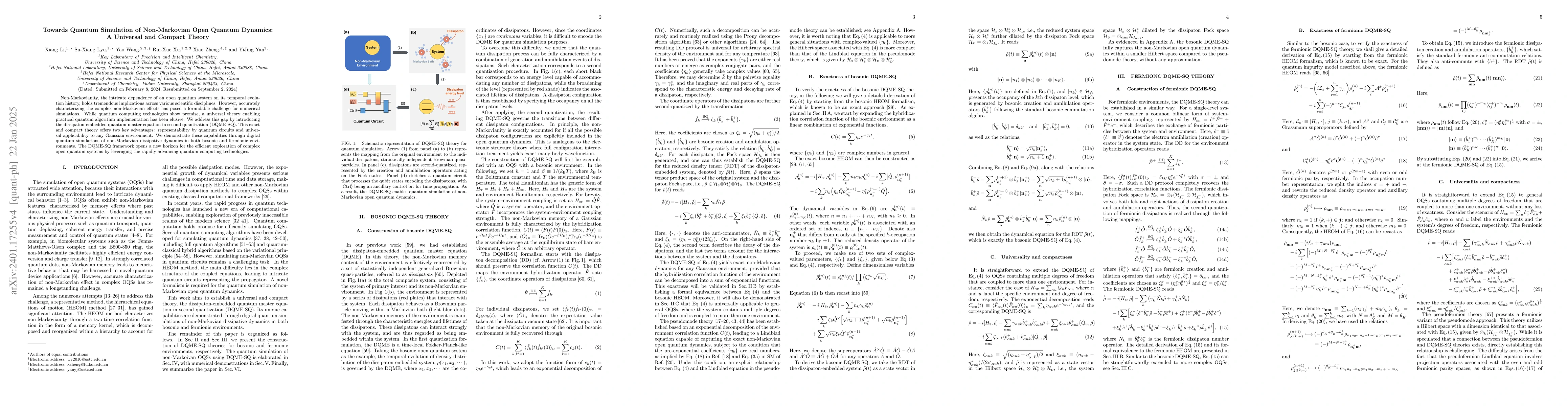 Thumbnail for Towards Quantum Simulation of Non-Markovian Open Quantum Dynamics: A
  Universal and Compact Theory