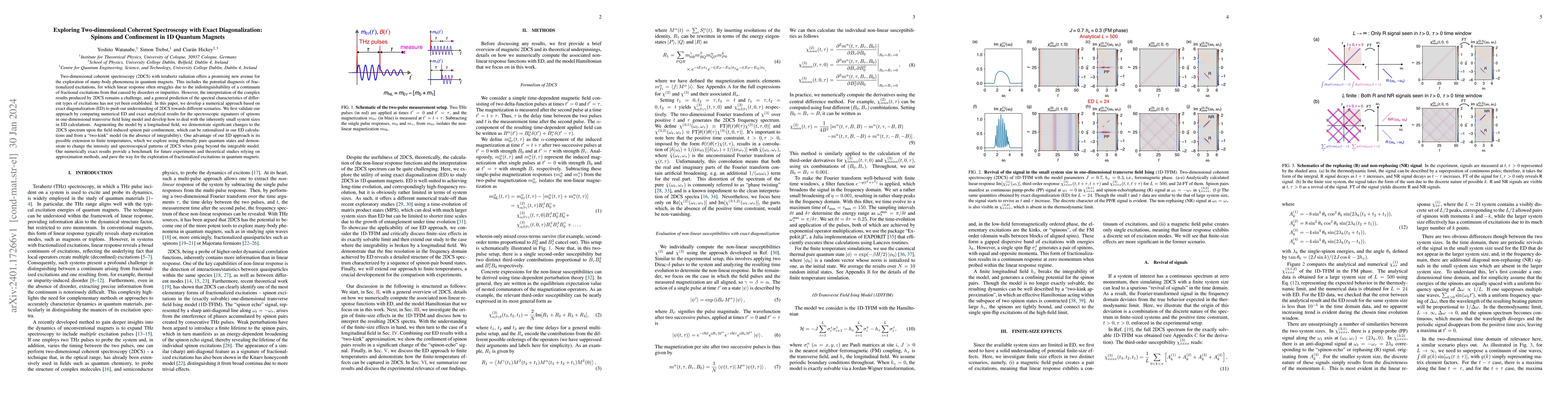 Thumbnail for Exploring Two-dimensional Coherent Spectroscopy with Exact
  Diagonalization: Spinons and Confinement in 1D Quantum Magnets