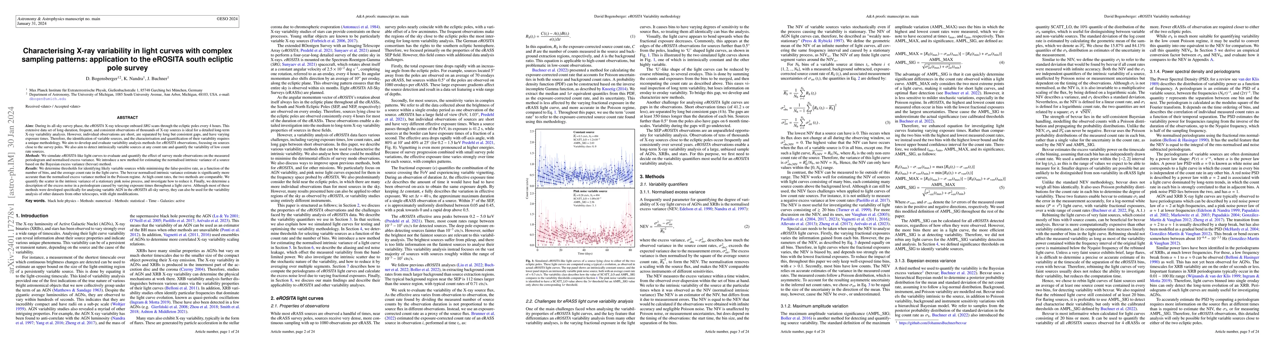 Thumbnail for Characterising X-ray variability in light curves with complex sampling
  patterns: application to the eROSITA south ecliptic pole survey