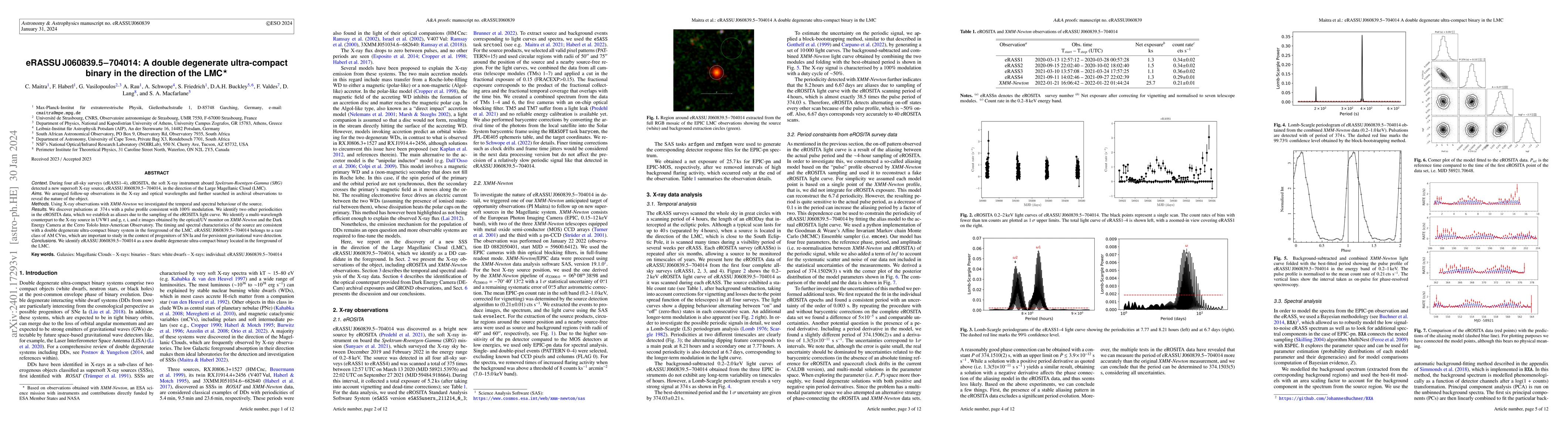Thumbnail for eRASSUJ060839.5-704014: A double degenerate ultra-compact binary in the
  direction of the LMC
