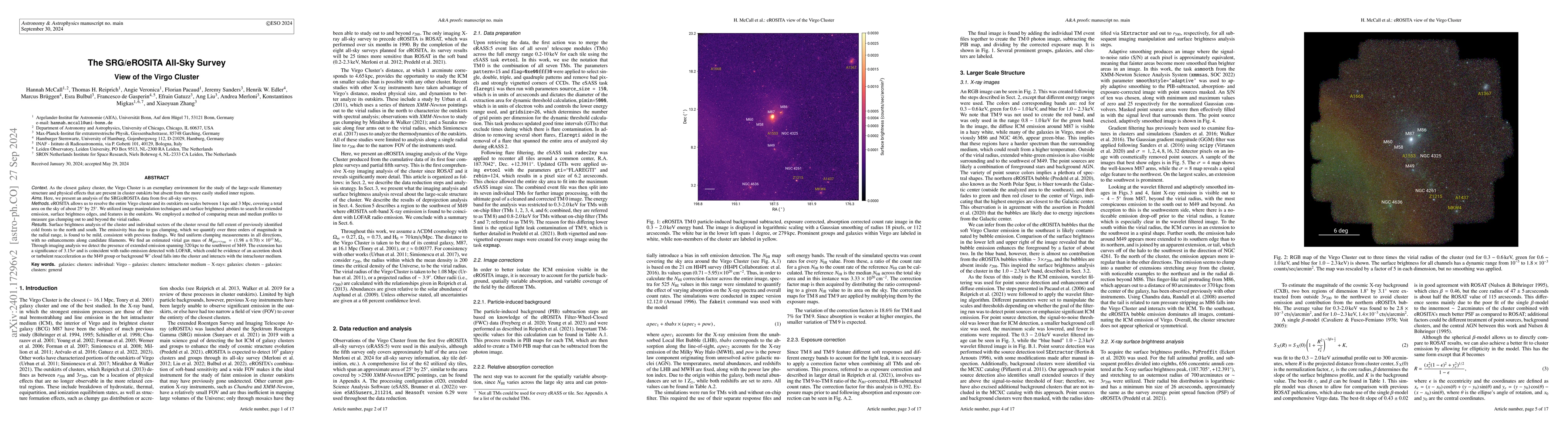 Thumbnail for The SRG/eROSITA All-Sky Survey: View of the Virgo Cluster