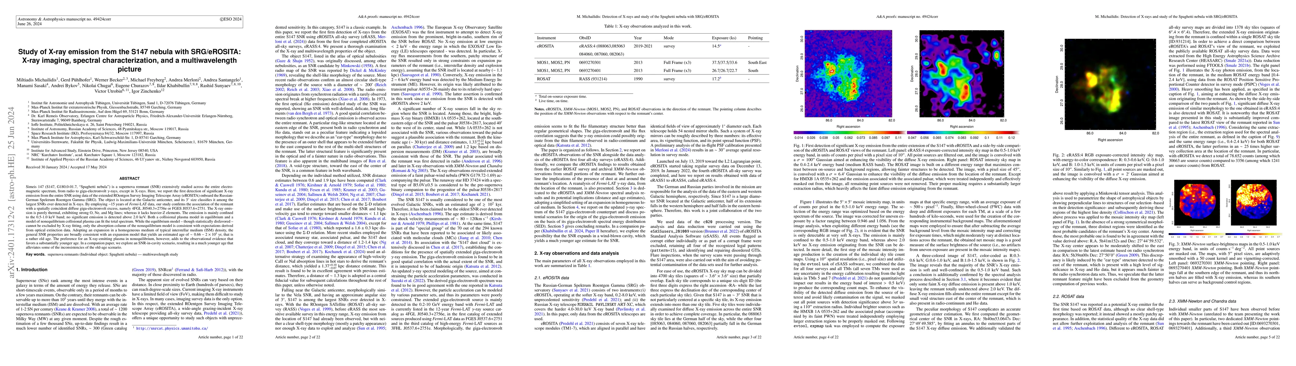 Thumbnail for Study of X-ray emission from the S147 nebula with SRG/eROSITA: X-ray
  imaging, spectral characterization, and a multiwavelength picture