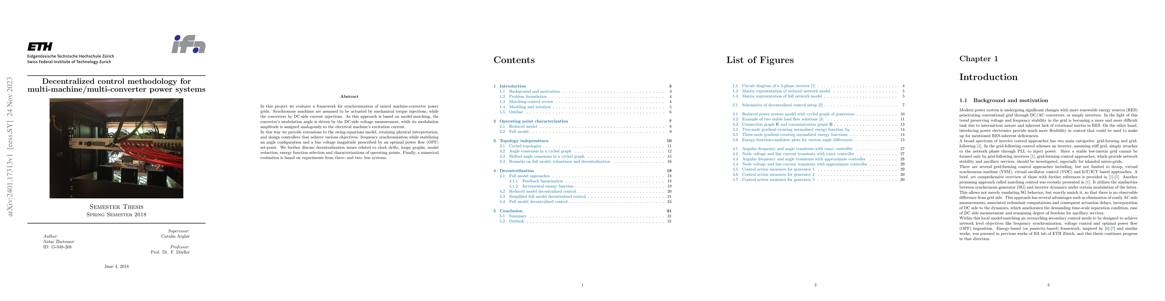 Thumbnail for Decentralized control methodology for multi-machine/multi-converter
  power systems