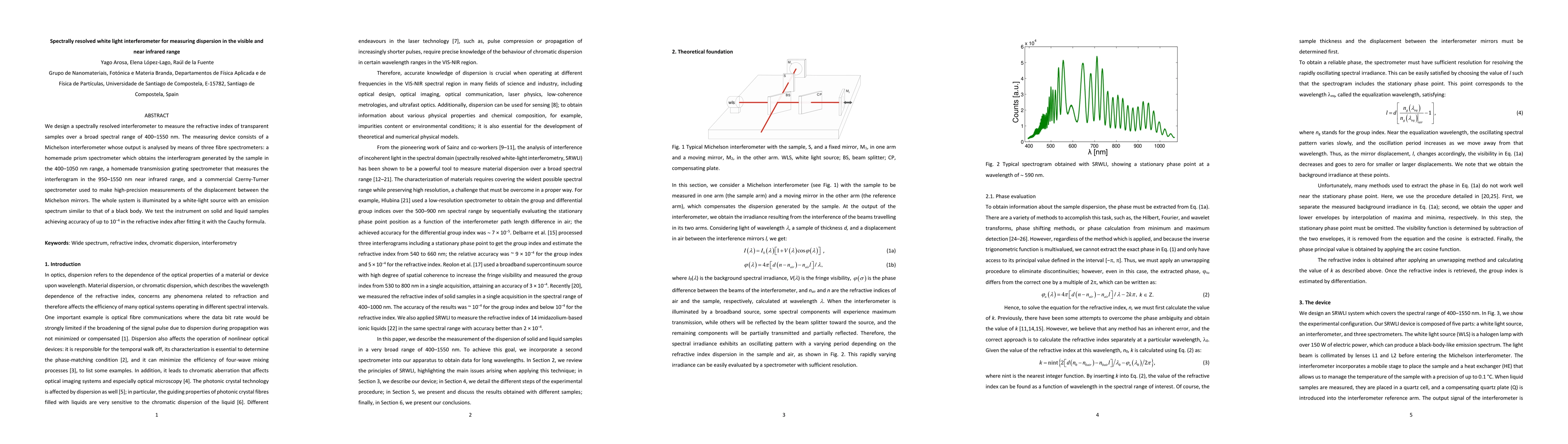 Thumbnail for Spectrally resolved white light interferometer for measuring dispersion
  in the visible and near infrared range
