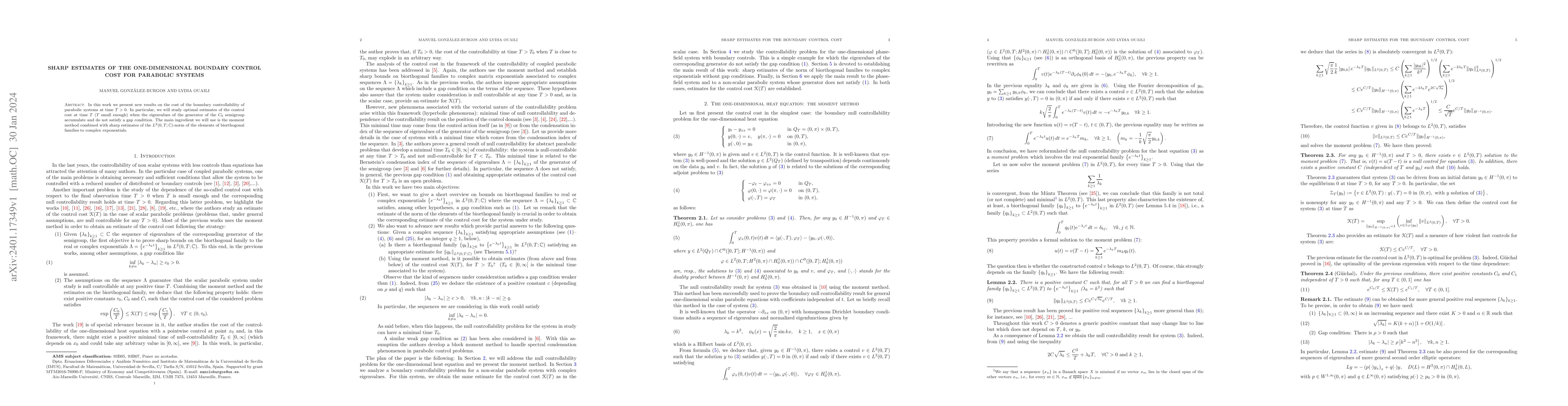 Thumbnail for Sharp estimates of the one-dimensional boundary control cost for
  parabolic systems