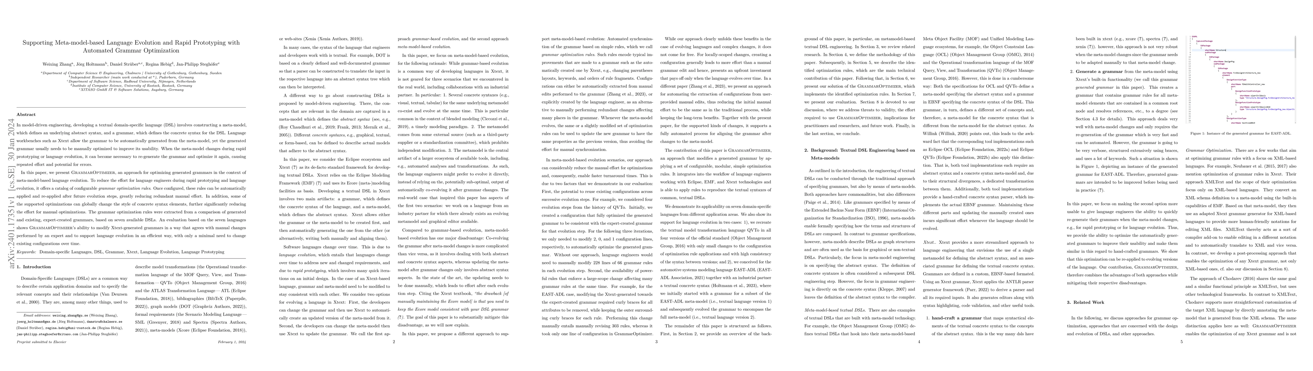 Thumbnail for Supporting Meta-model-based Language Evolution and Rapid Prototyping
  with Automated Grammar Optimization