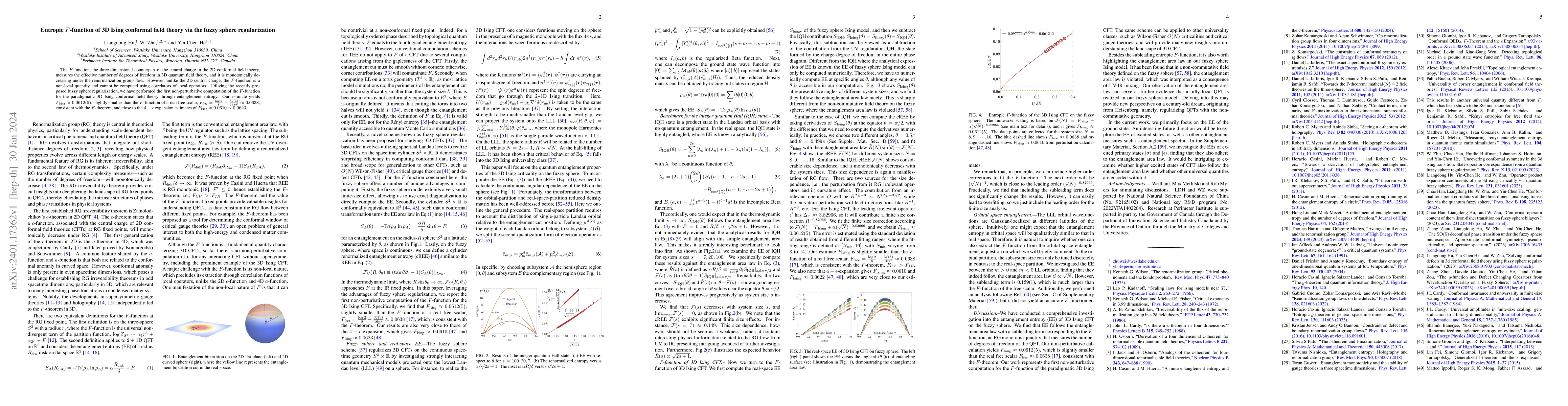 Thumbnail for Entropic $F$-function of 3D Ising conformal field theory via the fuzzy
  sphere regularization