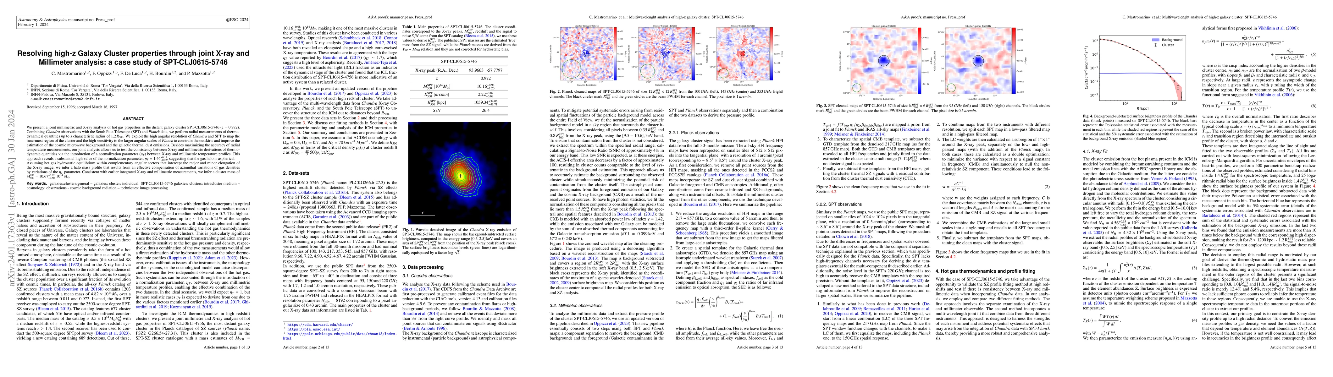 Thumbnail for Resolving high-z Galaxy Cluster properties through joint X-ray and
  Millimeter analysis: a case study of SPT-CLJ0615-5746