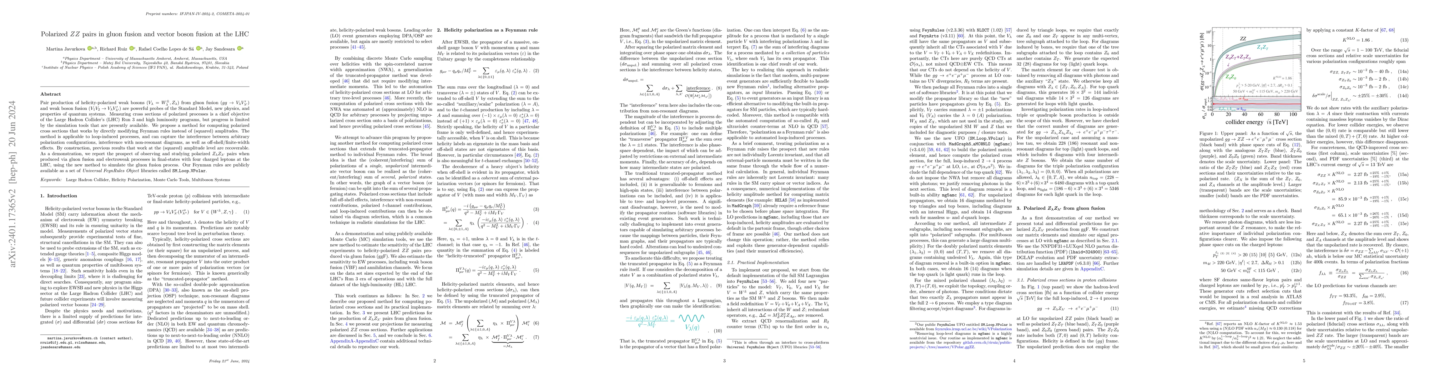 Thumbnail for Polarized ZZ pairs in gluon fusion and vector boson fusion at the LHC