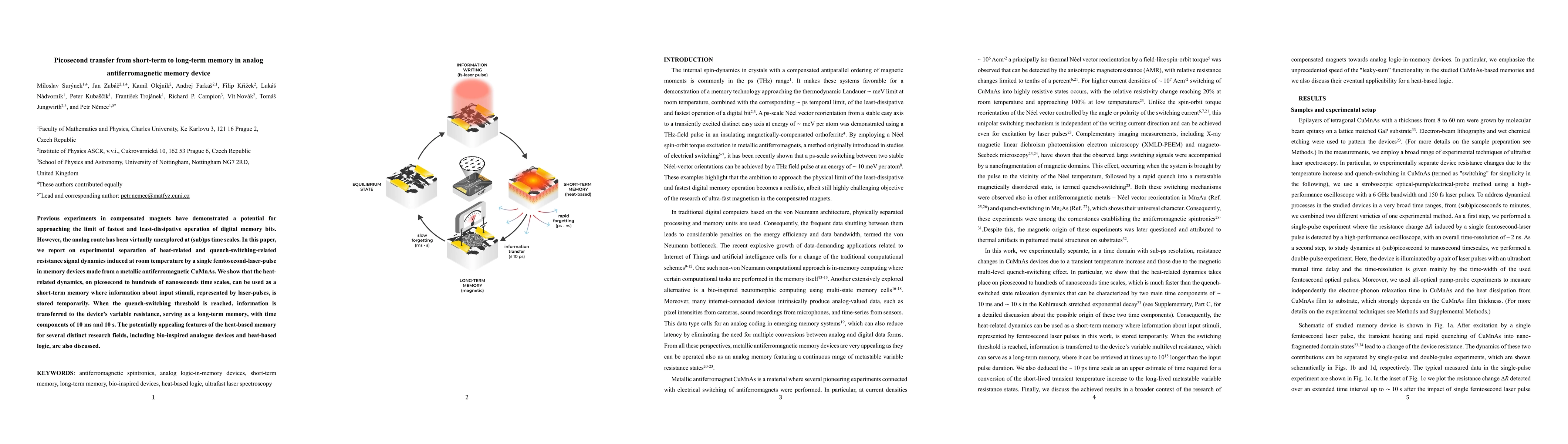 Thumbnail for Picosecond transfer from short-term to long-term memory in analog
  antiferromagnetic memory device