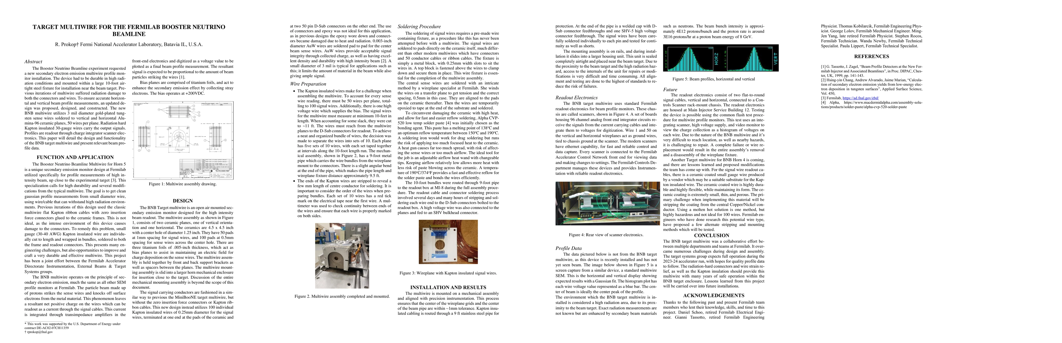 Thumbnail for Target Multiwire for the Fermilab Booster Neutrino Beamline