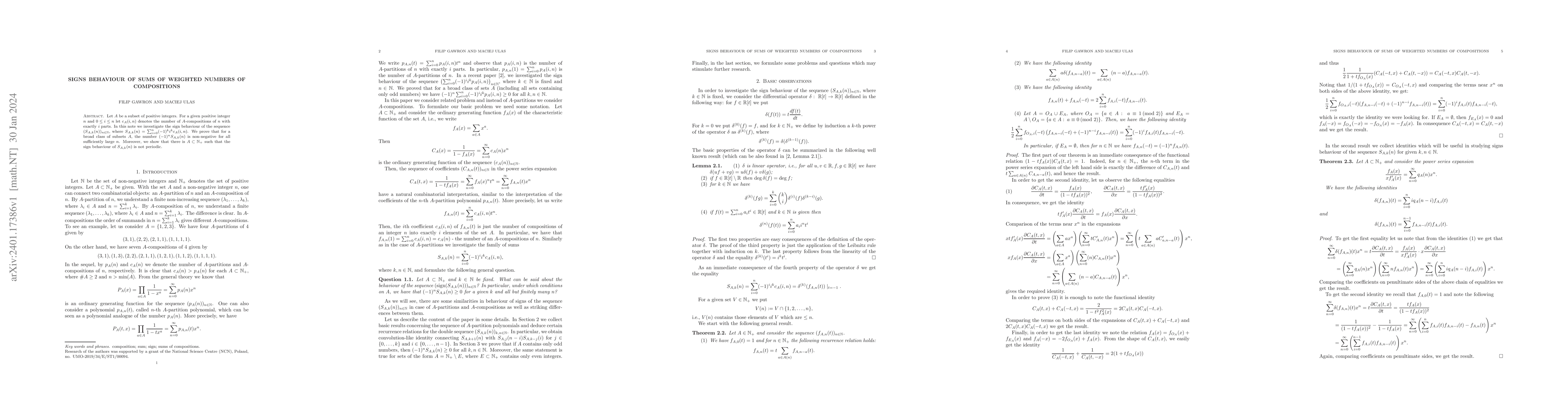 Thumbnail for Signs behaviour of sums of weighted numbers of compositions