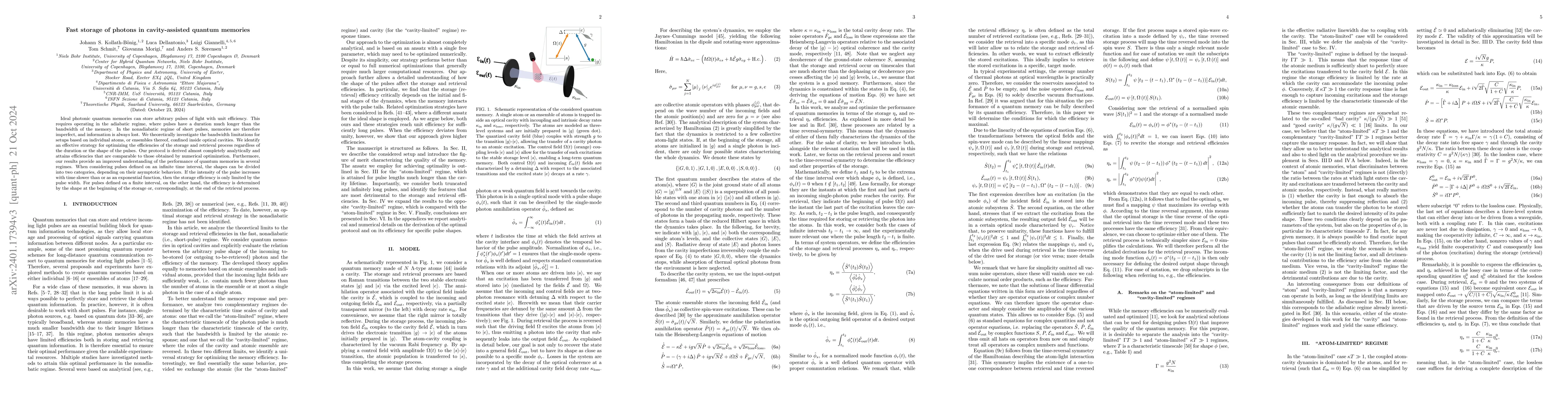Thumbnail for Fast storage of photons in cavity-assisted quantum memories