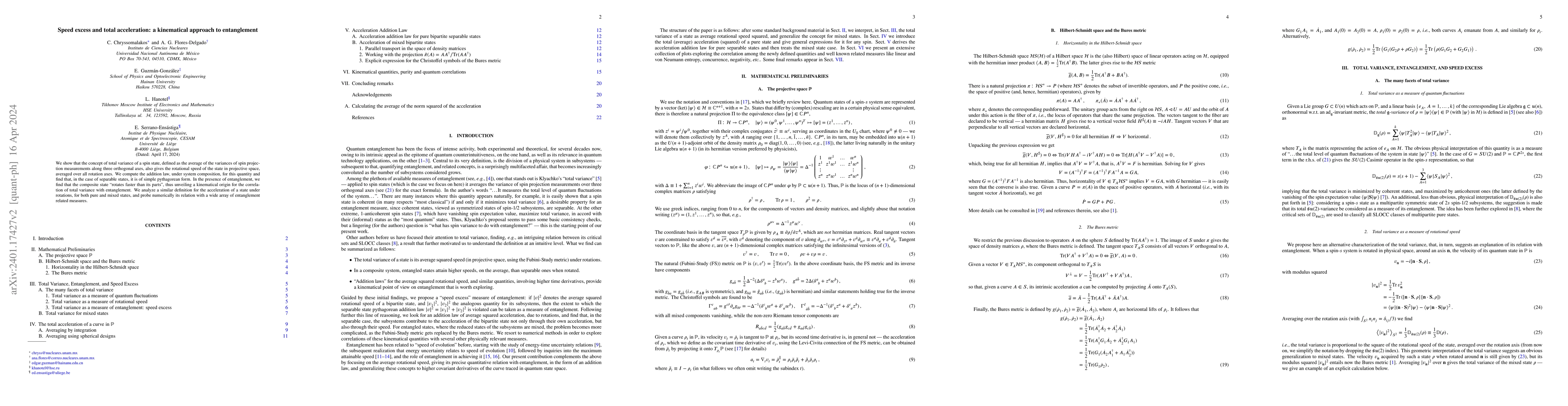 Thumbnail for Speed excess and total acceleration: a kinematical approach to
  entanglement