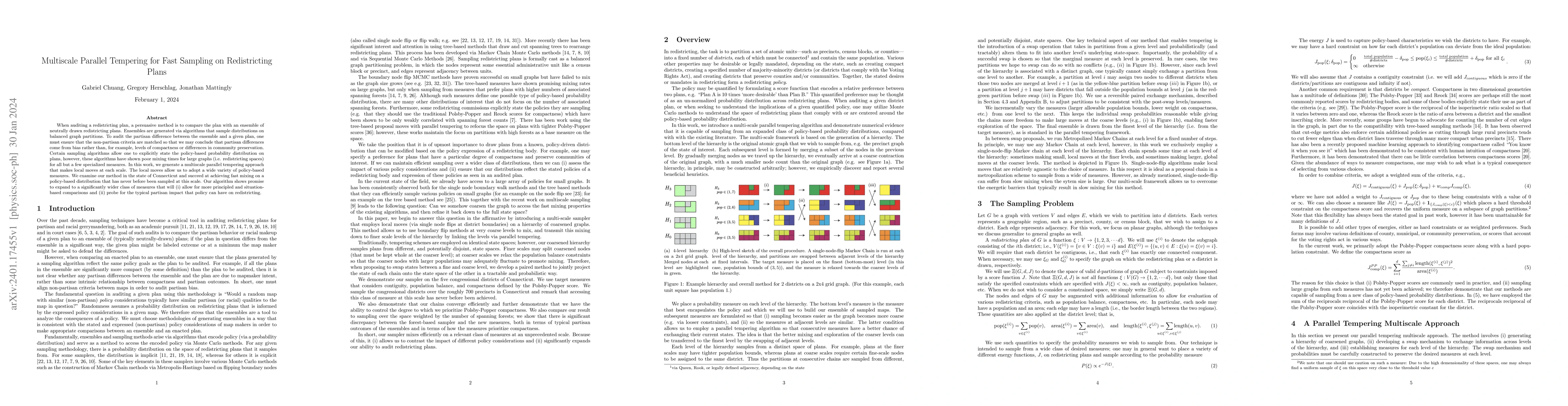 Thumbnail for Multiscale Parallel Tempering for Fast Sampling on Redistricting Plans
