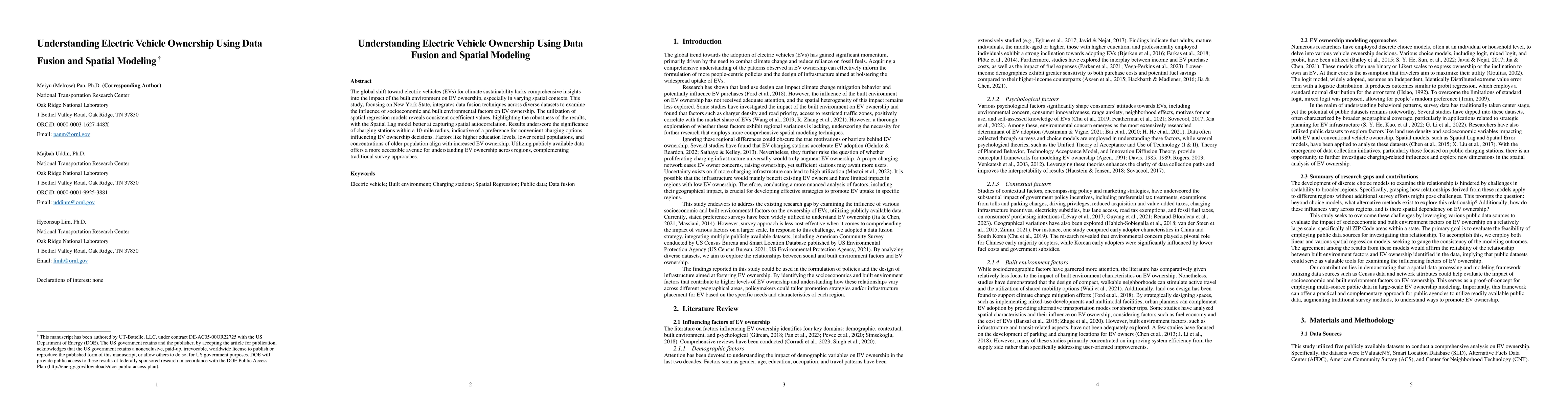 Thumbnail for Understanding Electric Vehicle Ownership Using Data Fusion and Spatial
  Modeling