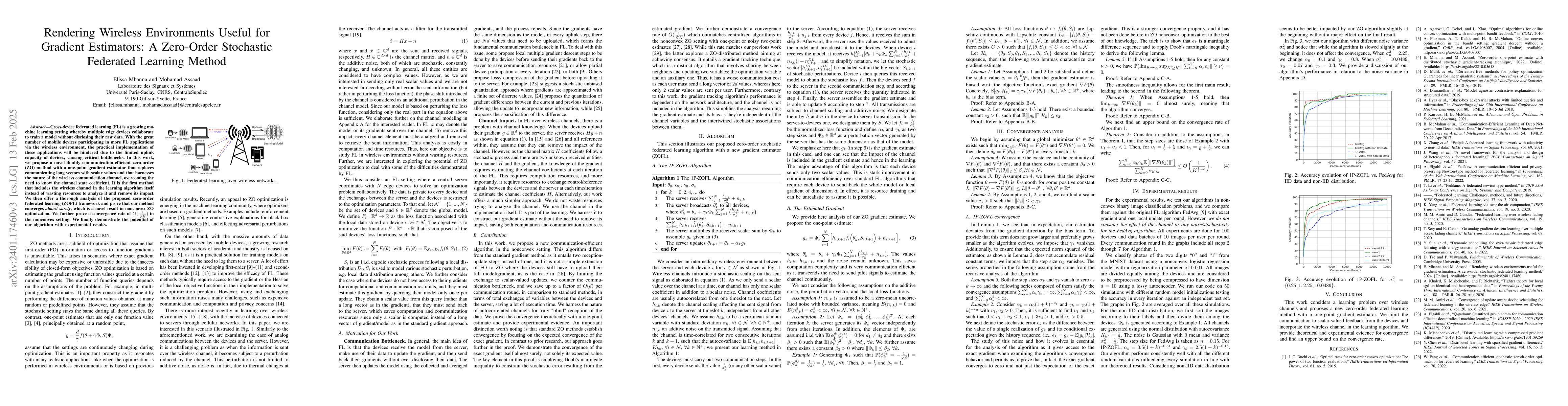 Thumbnail for Rendering Wireless Environments Useful for Gradient Estimators: A
  Zero-Order Stochastic Federated Learning Method