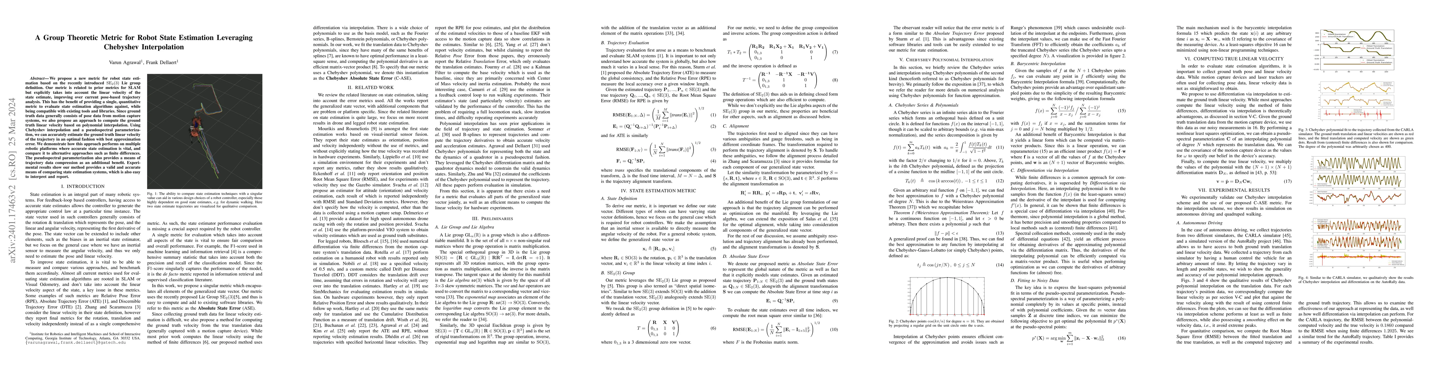 Thumbnail for A Group Theoretic Metric for Robot State Estimation Leveraging Chebyshev
  Interpolation