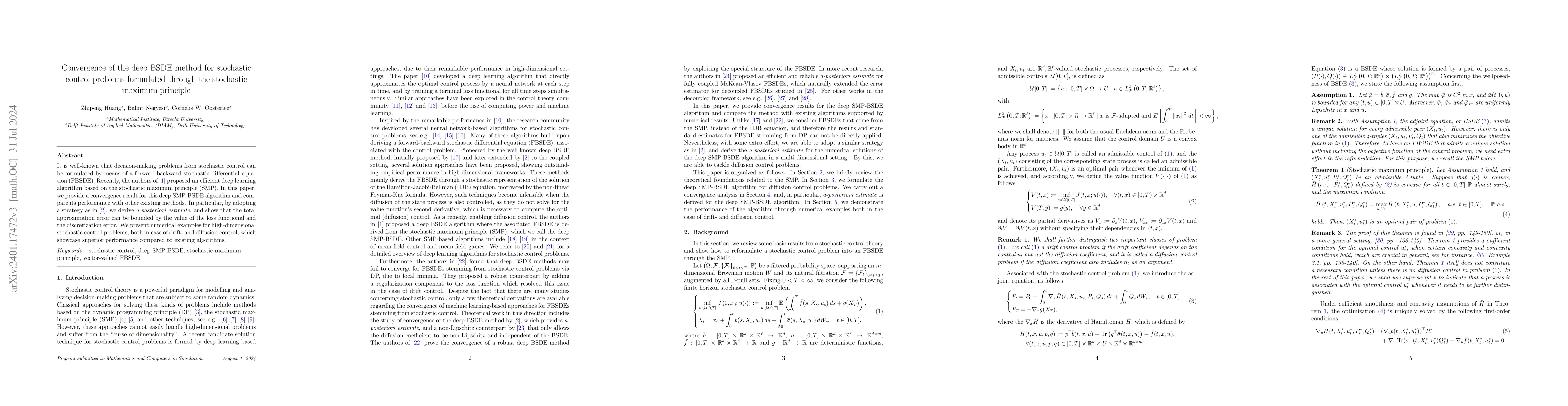 Thumbnail for Convergence of the deep BSDE method for stochastic control problems
  formulated through the stochastic maximum principle