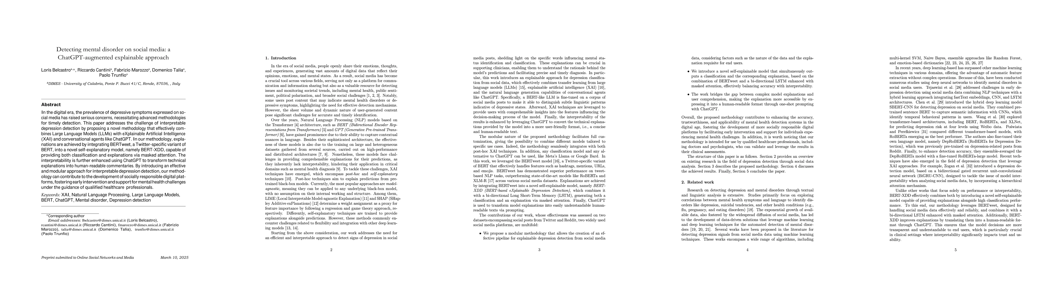 Thumbnail for Detecting mental disorder on social media: a ChatGPT-augmented
  explainable approach