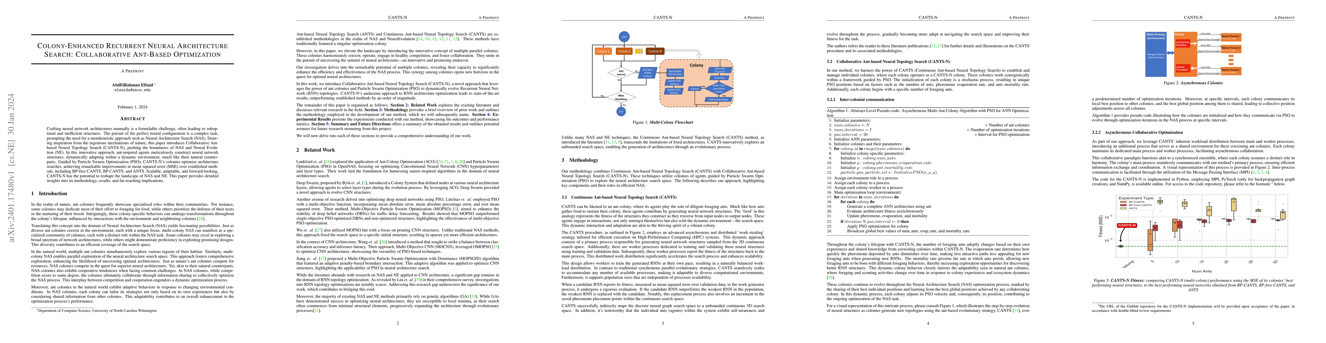 Thumbnail for Colony-Enhanced Recurrent Neural Architecture Search: Collaborative
  Ant-Based Optimization