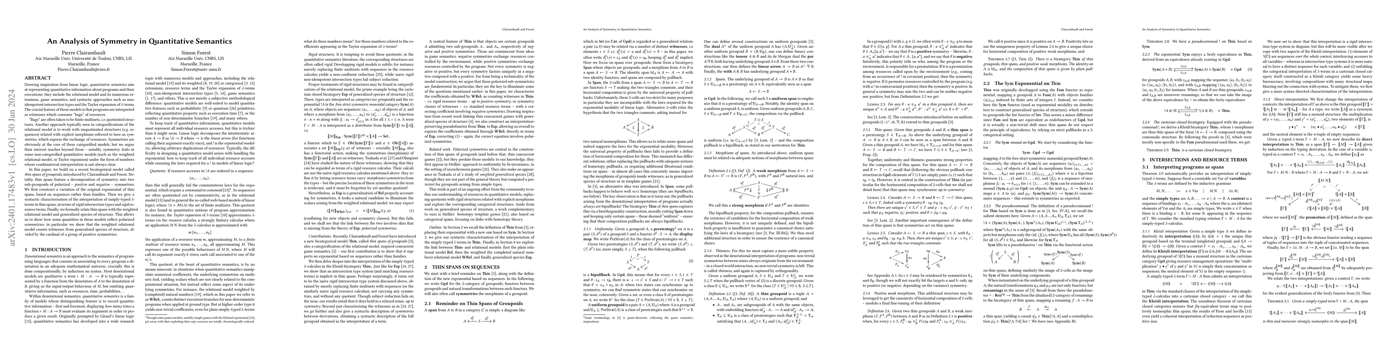 Thumbnail for An Analysis of Symmetry in Quantitative Semantics