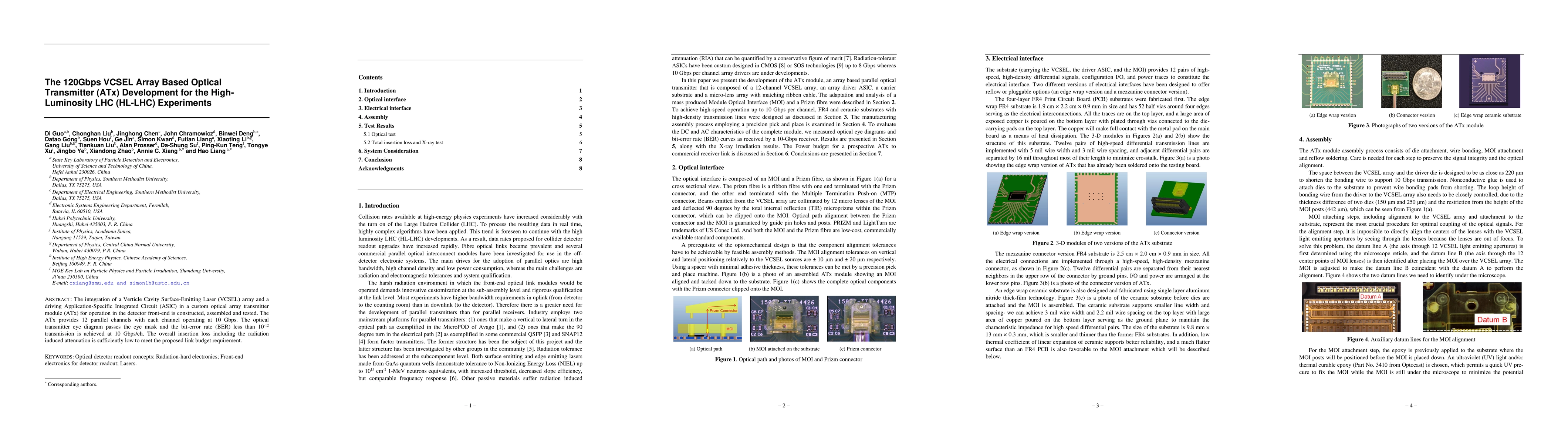 Thumbnail for The 120Gbps VCSEL Array Based Optical Transmitter (ATx) Development for
  the High-Luminosity LHC (HL-LHC) Experiments