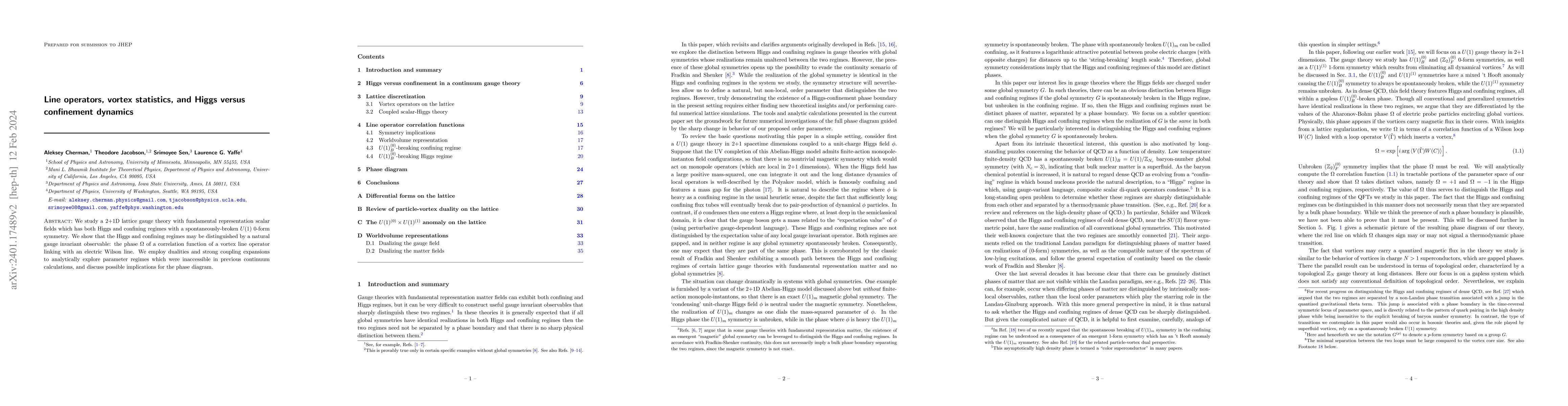 Thumbnail for Line operators, vortex statistics, and Higgs versus confinement dynamics
