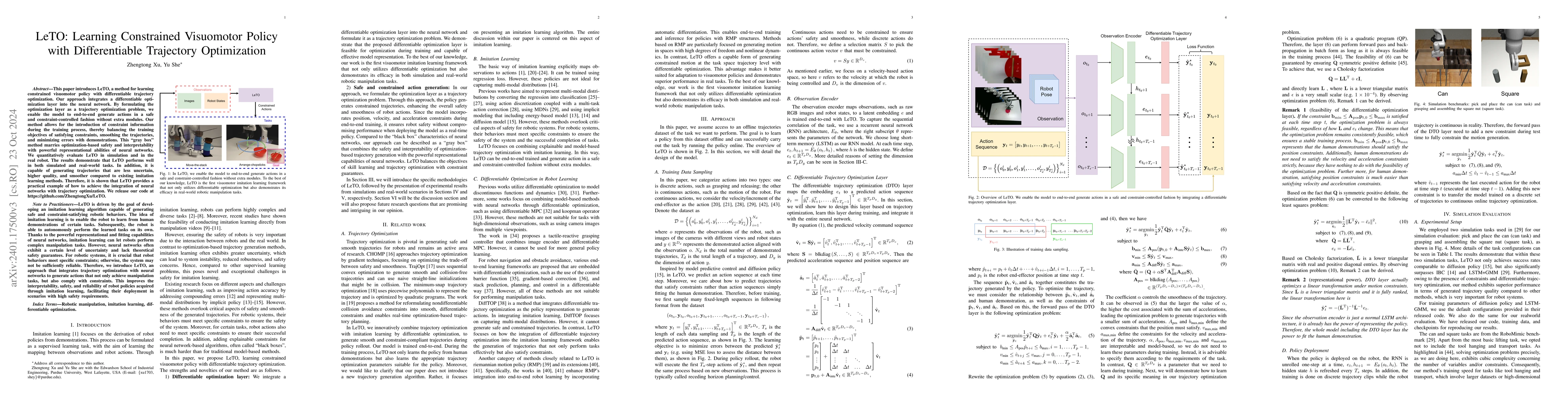 Thumbnail for LeTO: Learning Constrained Visuomotor Policy with Differentiable
  Trajectory Optimization