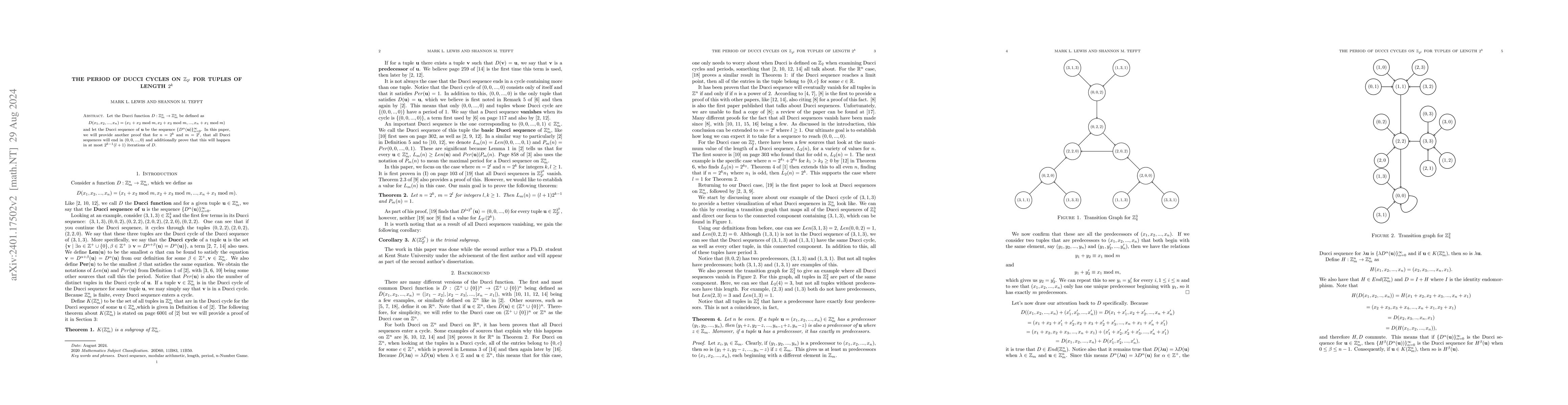 Thumbnail for The Period of Ducci Cycles on $\mathbb{Z}_{2^l}$ for Tuples of Length
  $2^k$