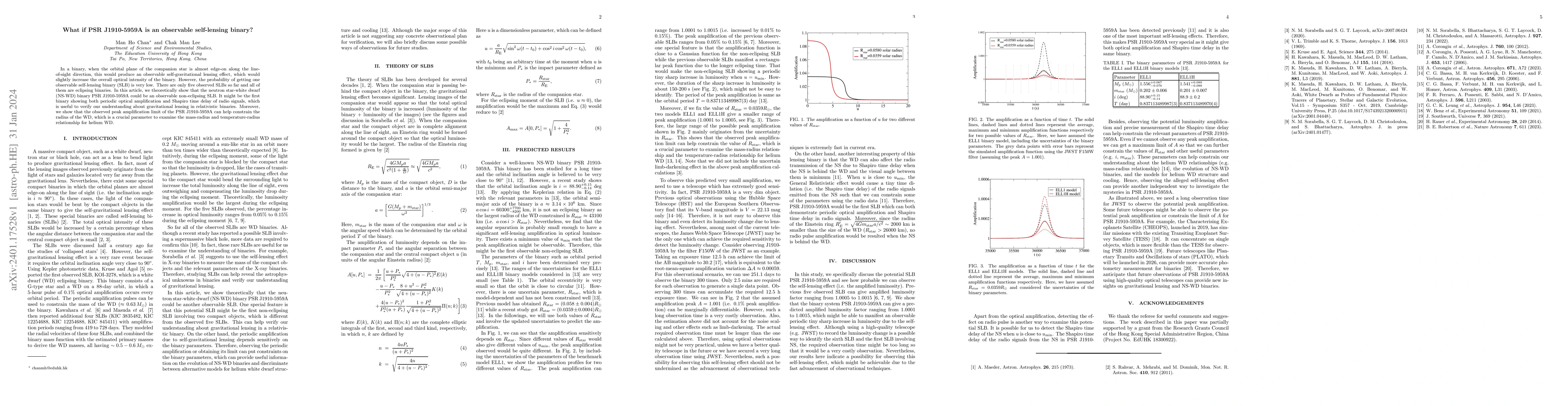 Thumbnail for What if PSR J1910-5959A is an observable self-lensing binary?