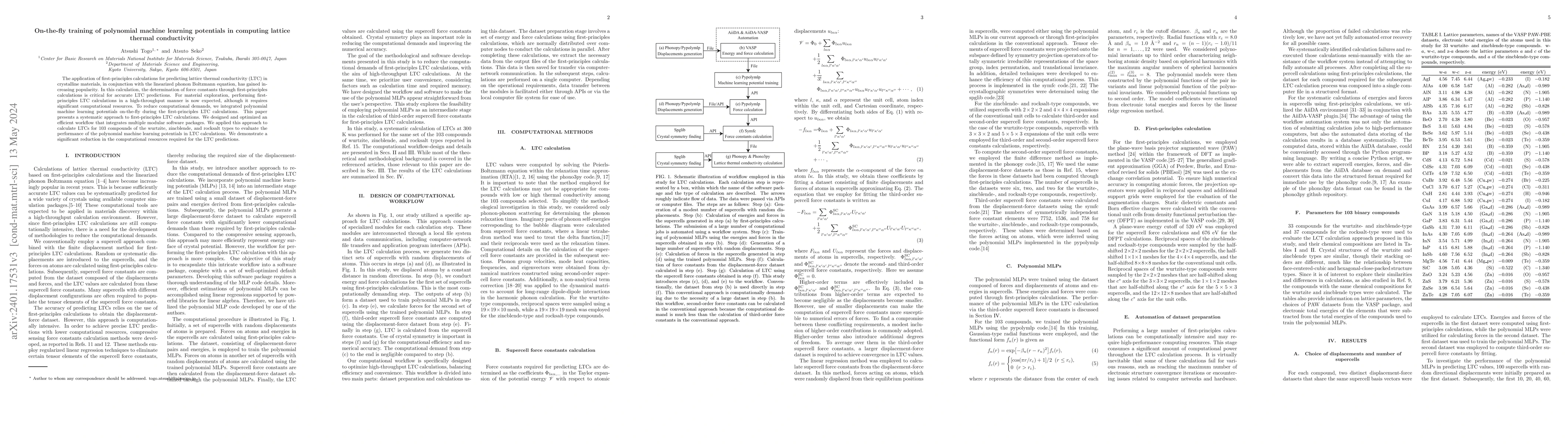 Thumbnail for On-the-fly training of polynomial machine learning potentials in
  computing lattice thermal conductivity