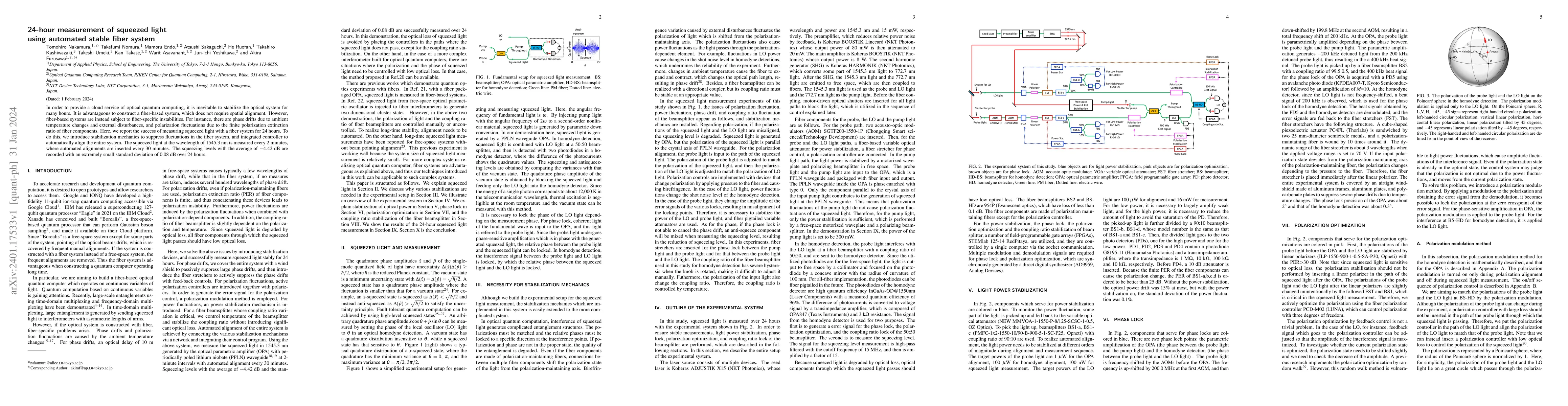 Thumbnail for 24-hour measurement of squeezed light using automated stable fiber
  system