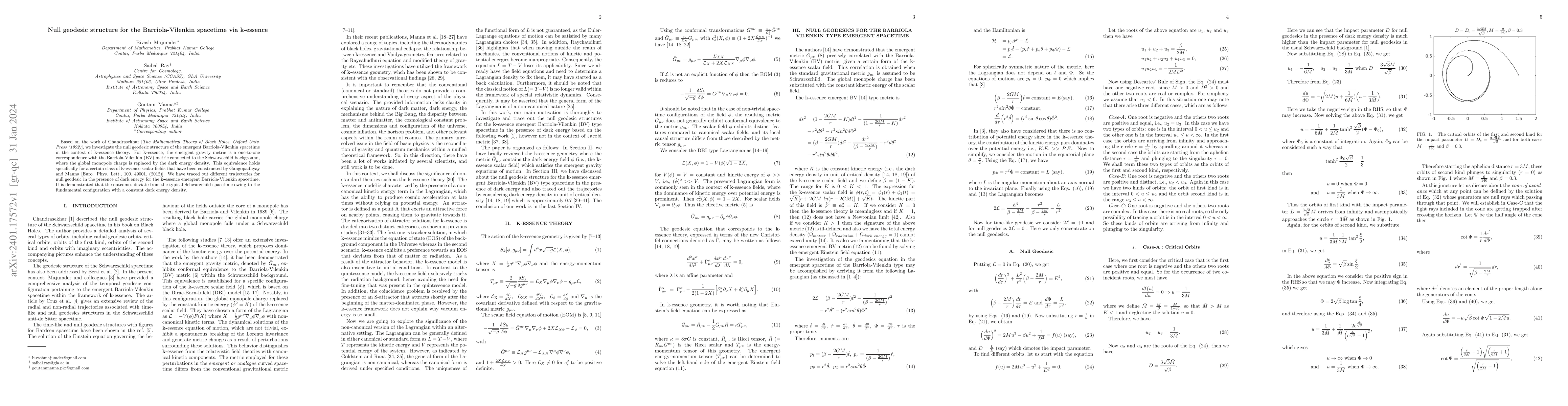 Thumbnail for Null geodesic structure for the Barriola-Vilenkin spacetime via
  $k$-essence