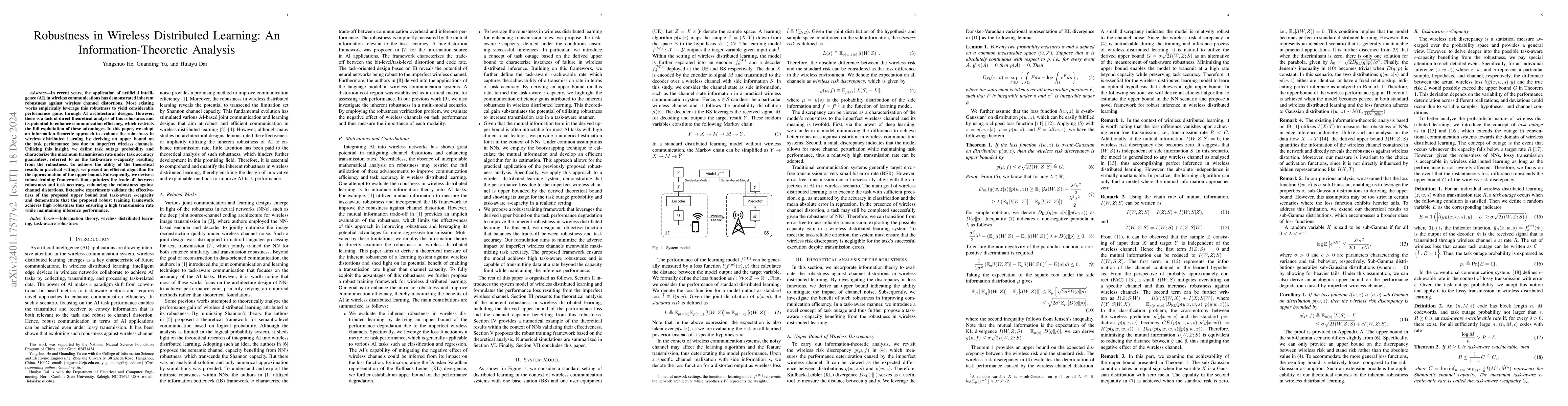 Thumbnail for Robustness in Wireless Distributed Learning: An Information-Theoretic
  Analysis