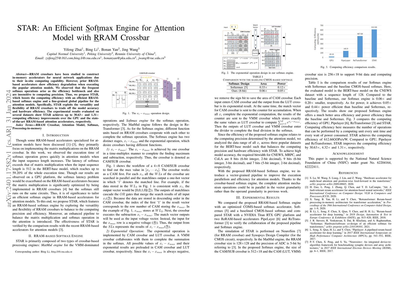 Thumbnail for STAR: An Efficient Softmax Engine for Attention Model with RRAM Crossbar