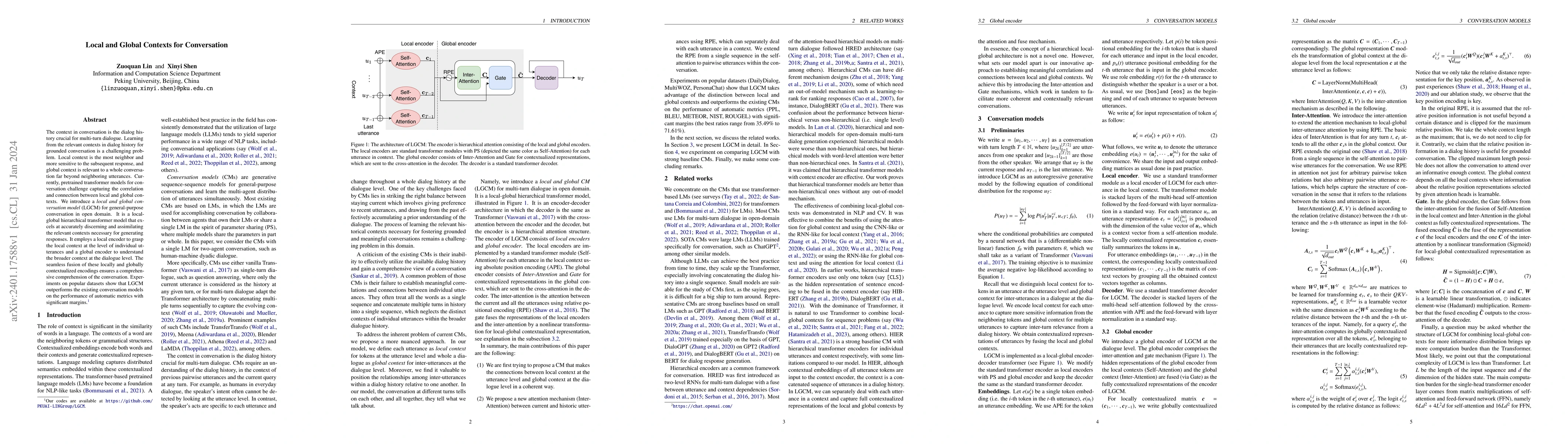 Thumbnail for Local and Global Contexts for Conversation